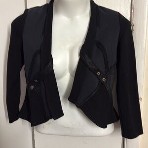 Anthropology People Like Frank cropped knit Black Open Front Jacket